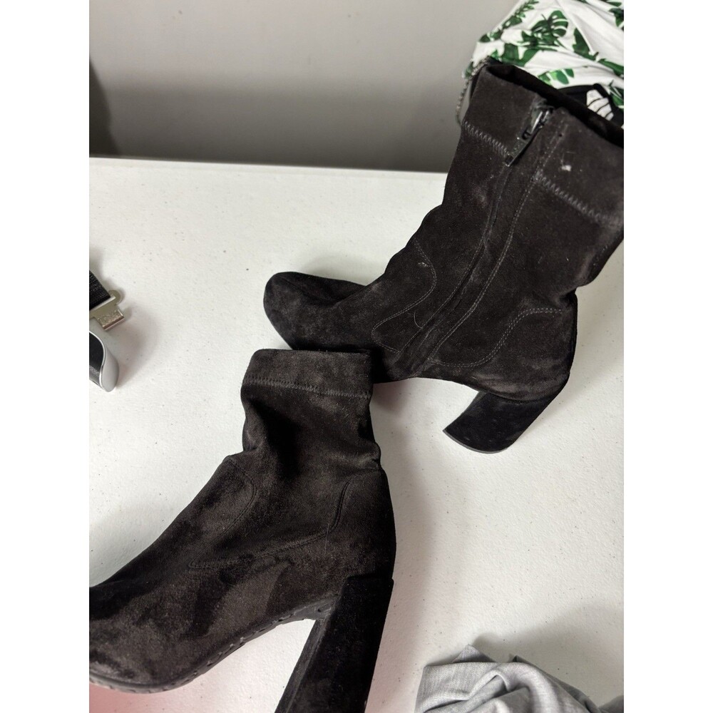 PEDRO GARCIA black suede ankle sock boots booties heels sz 37. - Picture 4 of 12